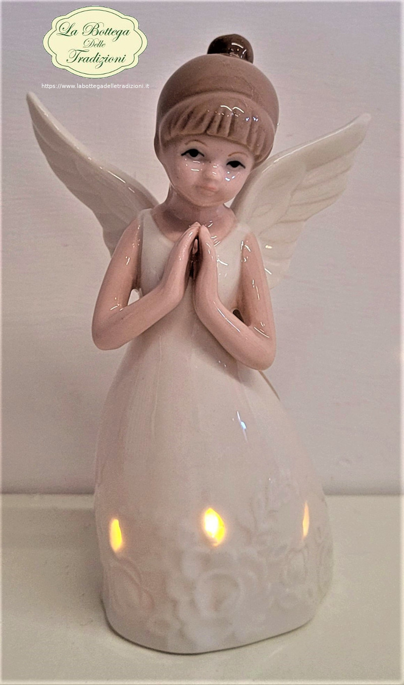 Bomboniere comunione bambina angelo con colombina bianca tra le mani 10 cm  altezza