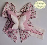 Fiocco nascita bimba rosa glitterato e bianco da personalizzare. coccarda  per nascite personalizzata con frase ricamata - fatto a mano : :  Prodotti Handmade